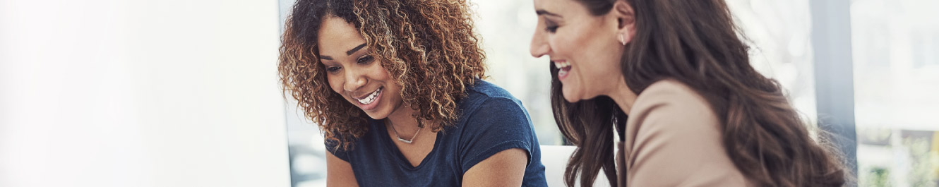 Two women discussing something 